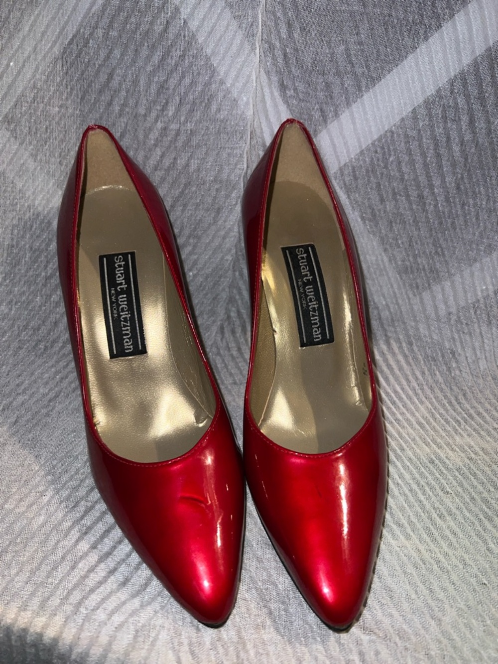 Stuart Weitzman Shiny Red Pointed-Toe Pumps